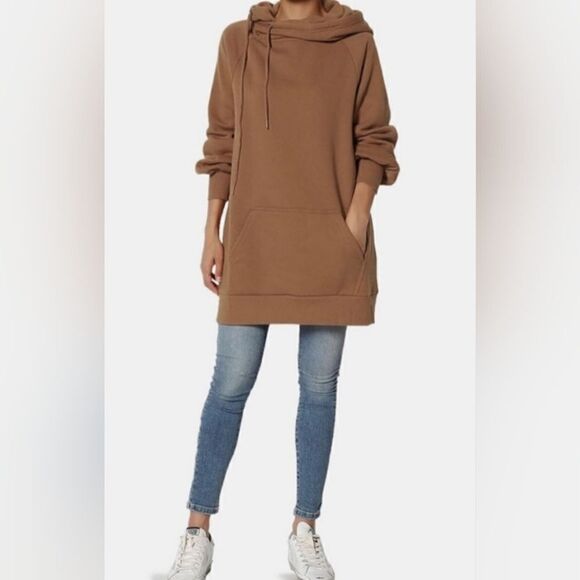 NEW! FABULOUS SUPER CHIC SIDE TIE HOODED LONGLINE SWEATSHIRT DRESS - Picture 8 of 8